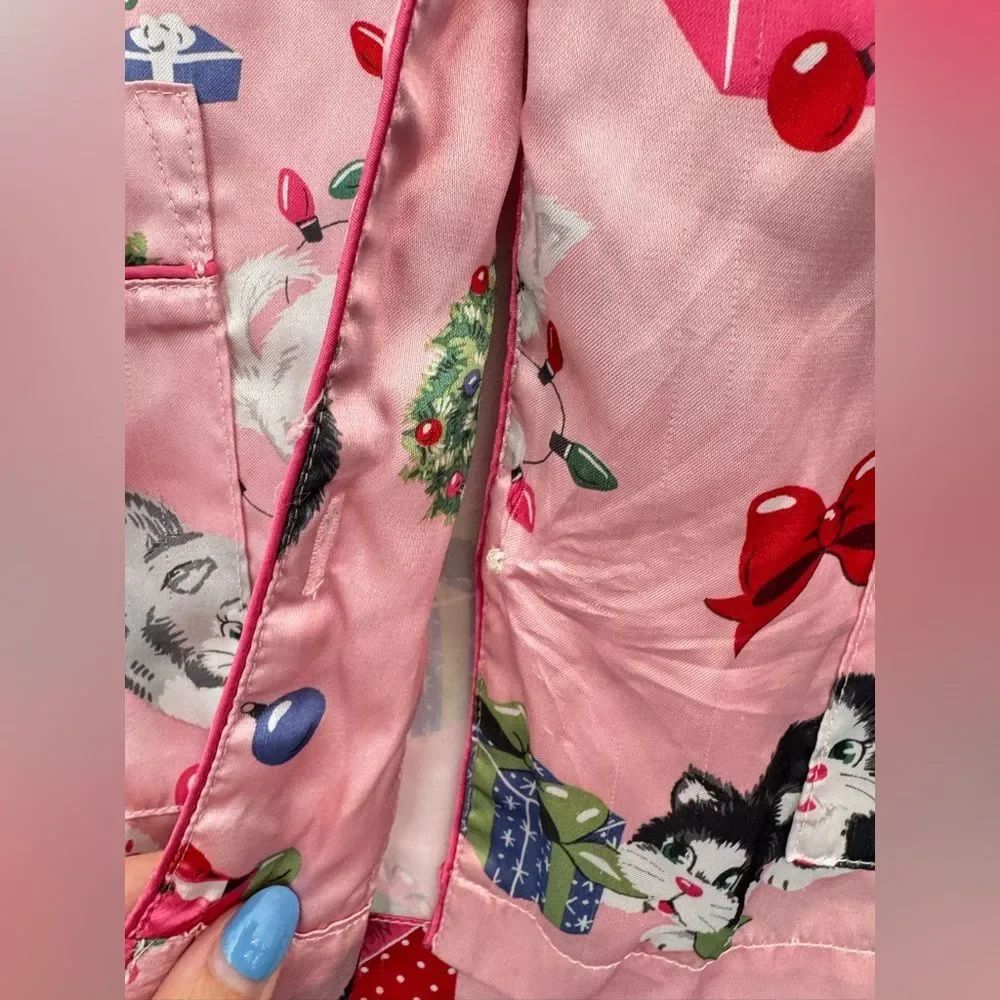 Nick and Nora Christmas Cats Pajama Top - Girls Large